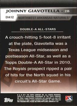 2011 Topps Pro Debut - Double-A All Stars #DA12 Johnny Giavotella Back