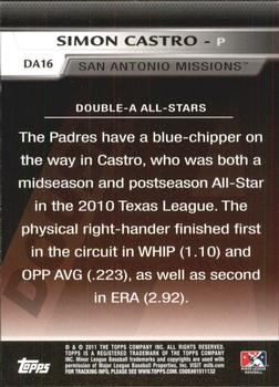 2011 Topps Pro Debut - Double-A All Stars #DA16 Simon Castro Back