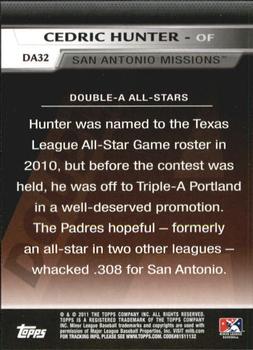 2011 Topps Pro Debut - Double-A All Stars #DA32 Cedric Hunter Back