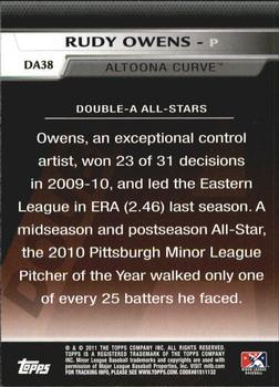 2011 Topps Pro Debut - Double-A All Stars #DA38 Rudy Owens Back