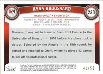 2011 Topps Pro Debut - Gold #230 Ryan Broussard Back