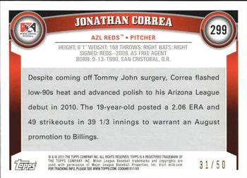 2011 Topps Pro Debut - Gold #299 Jonathan Correa Back