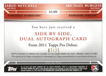 2011 Topps Pro Debut - Side By Side Autographs Gold #MB Jared Mitchell / Michael Burgess Back