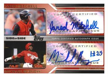 2011 Topps Pro Debut - Side By Side Autographs Gold #MB Jared Mitchell / Michael Burgess Front