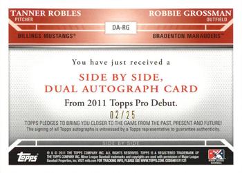 2011 Topps Pro Debut - Side By Side Autographs Gold #RG Tanner Robles / Robbie Grossman Back