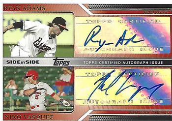 2011 Topps Pro Debut - Side By Side Autographs Gold #RV Ryan Adams / Niko Vasquez Front
