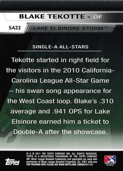 2011 Topps Pro Debut - Single-A All Stars #SA22 Blake Tekotte Back