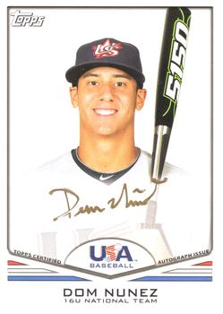 2011 Topps USA Baseball - Autographs Gold #USA-A34 Dom Nunez Front