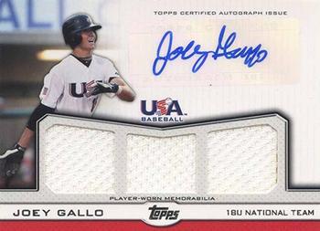 2011 Topps USA Baseball - Triple Jersey Autographs #ATR-JG Joey Gallo Front