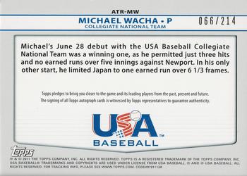 2011 Topps USA Baseball - Triple Jersey Autographs #ATR-MW Michael Wacha Back