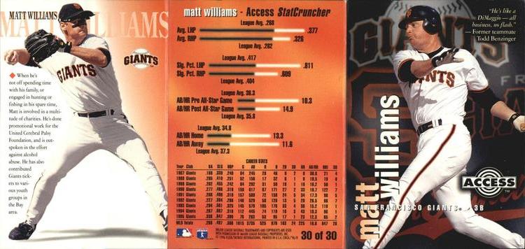 1996 Circa - Access #30 Matt Williams Front