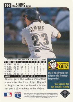 1996 Collector's Choice #566 Mike Simms Back