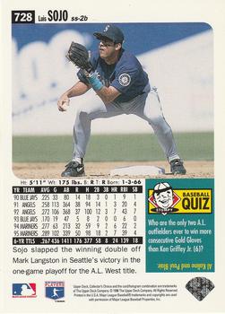 1996 Collector's Choice #728 Luis Sojo Back