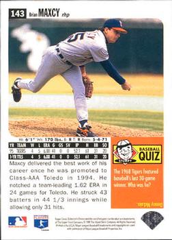 1996 Collector's Choice #143 Brian Maxcy Back