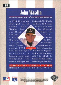 1996 Collector's Choice #15 John Wasdin Back