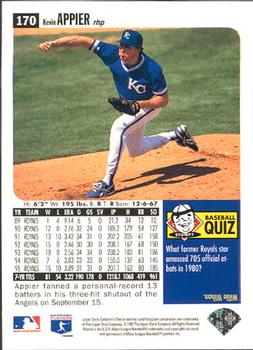 1996 Collector's Choice #170 Kevin Appier Back