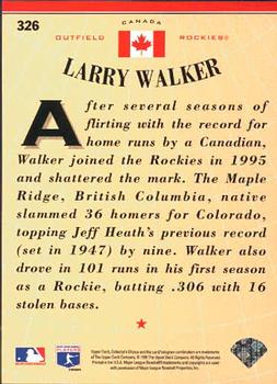 1996 Collector's Choice #326 Larry Walker Back