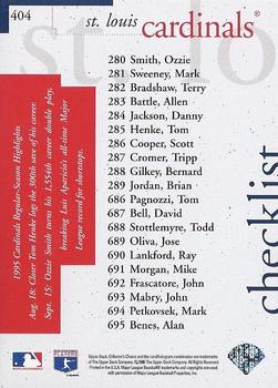 1996 Collector's Choice #404 Cardinals Checklist Back