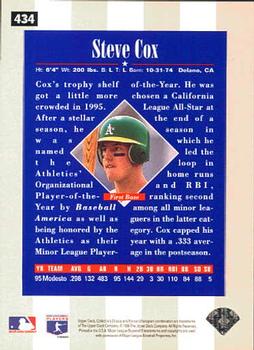 1996 Collector's Choice #434 Steve Cox Back