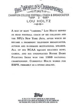 2011 Topps Allen & Ginter - Code Cards #3 Lou Holtz Back