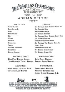 2011 Topps Allen & Ginter - Code Cards #14 Adrian Beltre Back