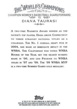 2011 Topps Allen & Ginter - Code Cards #15 Diana Taurasi Back