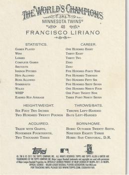 2011 Topps Allen & Ginter - Code Cards #48 Francisco Liriano Back