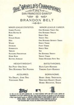 2011 Topps Allen & Ginter - Code Cards #60 Brandon Belt Back