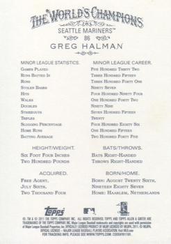 2011 Topps Allen & Ginter - Code Cards #86 Greg Halman Back