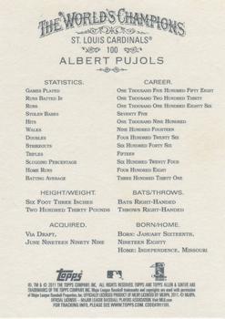 2011 Topps Allen & Ginter - Code Cards #100 Albert Pujols Back