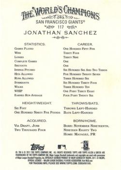 2011 Topps Allen & Ginter - Code Cards #117 Jonathan Sanchez Back