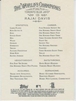 2011 Topps Allen & Ginter - Code Cards #123 Rajai Davis Back