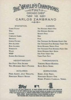 2011 Topps Allen & Ginter - Code Cards #143 Carlos Zambrano Back