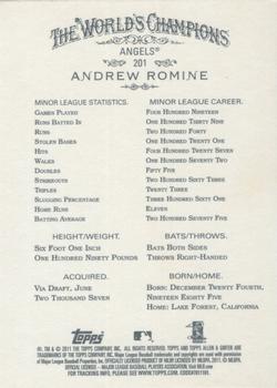 2011 Topps Allen & Ginter - Code Cards #201 Andrew Romine Back