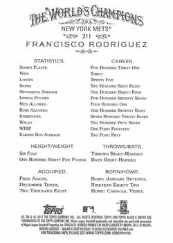 2011 Topps Allen & Ginter - Code Cards #211 Francisco Rodriguez Back