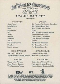 2011 Topps Allen & Ginter - Code Cards #212 Aramis Ramirez Back