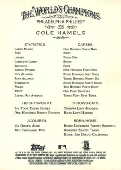 2011 Topps Allen & Ginter - Code Cards #235 Cole Hamels Back