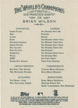 2011 Topps Allen & Ginter - Code Cards #279 Brian Wilson Back