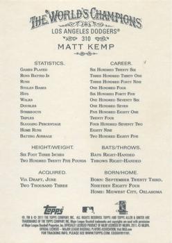 2011 Topps Allen & Ginter - Code Cards #310 Matt Kemp Back
