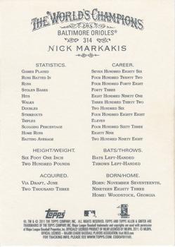 2011 Topps Allen & Ginter - Code Cards #314 Nick Markakis Back