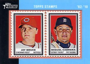2011 Topps Heritage - Framed Dual Stamps #NNO Jay Bruce / Miguel Cabrera Front