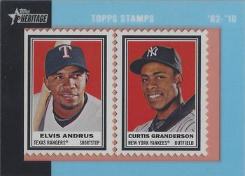 2011 Topps Heritage - Framed Dual Stamps #NNO Elvis Andrus / Curtis Granderson Front
