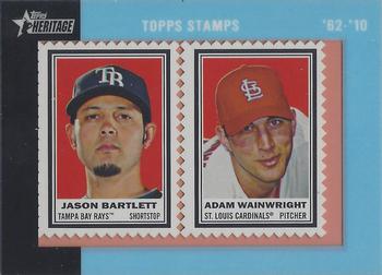 2011 Topps Heritage - Framed Dual Stamps #NNO Jason Bartlett / Adam Wainwright Front