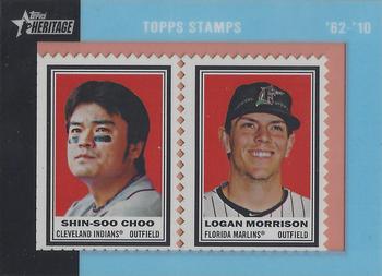 2011 Topps Heritage - Framed Dual Stamps #NNO Shin-Soo Choo / Logan Morrison Front