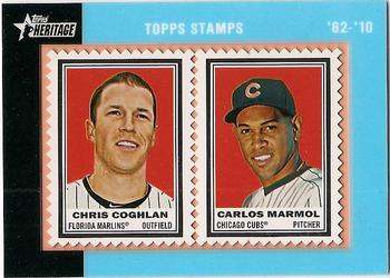 2011 Topps Heritage - Framed Dual Stamps #NNO Chris Coghlan / Carlos Marmol Front
