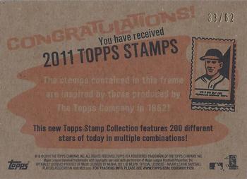2011 Topps Heritage - Framed Dual Stamps #NNO Howie Kendrick / David Ortiz Back
