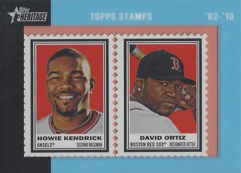 2011 Topps Heritage - Framed Dual Stamps #NNO Howie Kendrick / David Ortiz Front