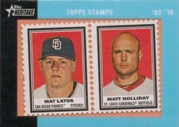 2011 Topps Heritage - Framed Dual Stamps #NNO Mat Latos / Matt Holliday Front