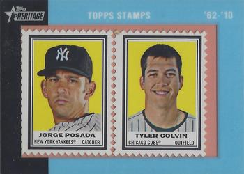 2011 Topps Heritage - Framed Dual Stamps #NNO Jorge Posada / Tyler Colvin Front
