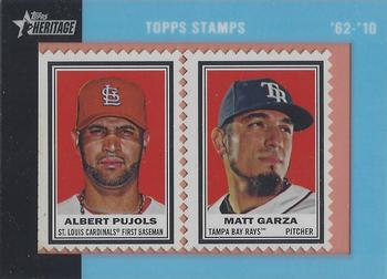 2011 Topps Heritage - Framed Dual Stamps #NNO Albert Pujols / Matt Garza Front